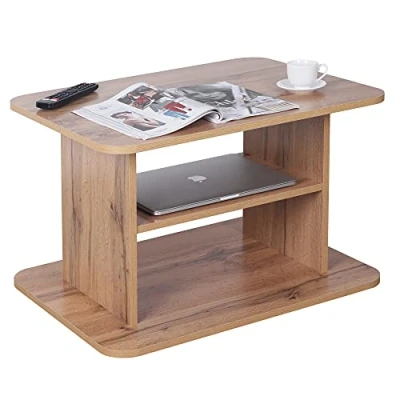 Abbildung von RICOO Couchtisch mit Stauraum 69 x 45 50 cm, Holz, Wohnzimmertisch für Couch Eiche Wotan WM094 EW, Tisch Wohnzimmer Tisch, Sofatisch, Coffee Table, klein,