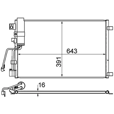 Abbildung von MAHLE ORIGINAL AC 605 000S Klimakondensator mit Trockner 16 10,15 643 NISSAN: Qashqai / Qashqai+2 I, 2, I Van