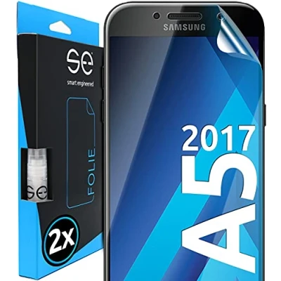 Abbildung von s.e Schutzfolie für Samsung Galaxy A5 (2017), 2 Stück, Full Screen, Positionierhilfe, Schutzfolie, transparente Displayfolie, funktionierende Alternative zu Schutzglas, Schutzglasfolie