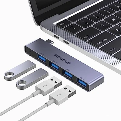 Abbildung von USB C Hub MOGOOD 3 Ports 2.0 und 1xUSB 3.0 Adapter OTG Type Splitter Kabel Ultra Slim Data kompatibel mit MacBook,iPad Air,Surface Pro,Galaxy S23/S22,Galaxy Tab S8 mehr Geräten