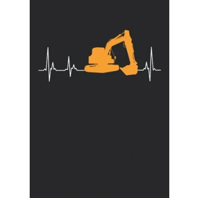 Abbildung von Notizbuch A5 kariert mit Softcover Design: Baggerfahrer Herzschlag Herzfrequenz Baustelle Bauarbeiter: 120 karierte DIN Seiten