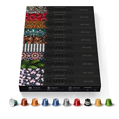 Abbildung von NESPRESSO ORIGINAL World Explorations Collection, Helle, mittlere und dunkle Röstung, Kompatibel mit Kaffeemaschinen, Kapsel Set aus 100 Kaffeekapseln