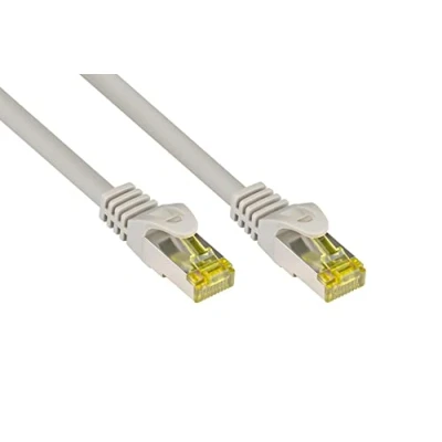 Abbildung von Good Connections RJ45 Ethernet LAN Patchkabel mit Cat. 7 Rohkabel und Rastnasenschutz RNS, S/FTP, PiMF, halogenfrei, 500MHz, OFC, 10 Gigabit fähig (10/100/1000/10000 Base T Netzwerke) z.B. für Patchpanel, Switch, Router, Modem grau, 3 m