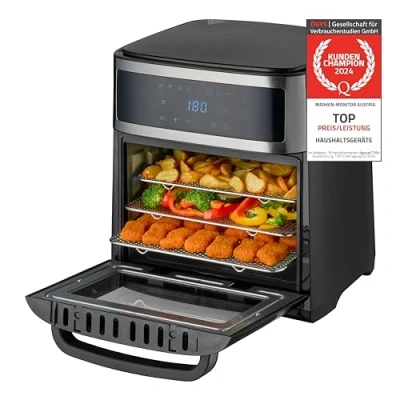 Abbildung von TZS FIRST AUSTRIA Heißluftfritteuse Heißluftofen 13L, Minibackofen, Airfryer XXL, Dörren, Umluft, ohne Öl, 1700 W, digital, 8 Programme, 5L Antihaft Edelstahlkorb, 12 Std Timer
