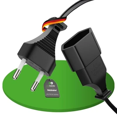 Abbildung von conecto Strom Kabel Verlängerung, Euro Stecker gerade auf Buchse Stromkabel, (100 cm)