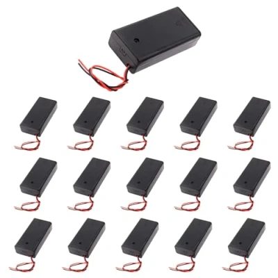 Abbildung von 16 Stück 2x1.5V 3V AA Kunststoff Batteriehalter mit Hülle, 15cm Anschlusskabel und EIN/AUS Schalter, Serienanschluss Batterie Halterung
