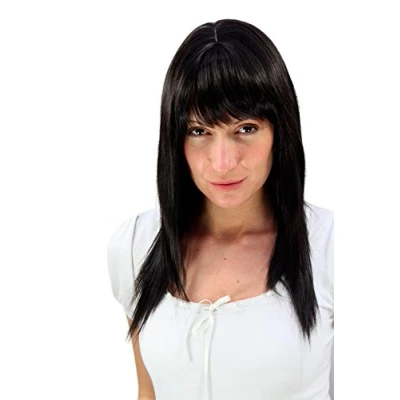 Abbildung von WIG ME UP LA032 2 Perücke schwarz glatte lange gestufte Haare wilder Pony Sleek Look