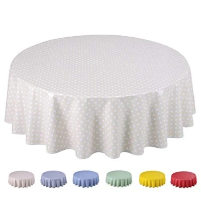 Abbildung von Wachstuch Tischdecke Abwaschbar Rund 160cm Kleine Tupfen Beige