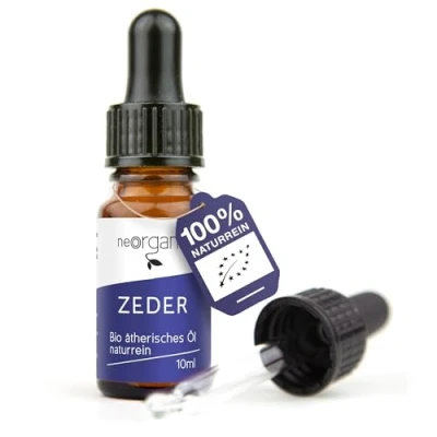 Abbildung von NeoOrganic® Bio Zedernöl (Cedrus atlantica) nachhaltig gewonnen aus dem Holz der Atlaszeder 100% naturreines ätherisches Öl Zeder Echter Zedernholz Duft Zedernholzöl 10ml