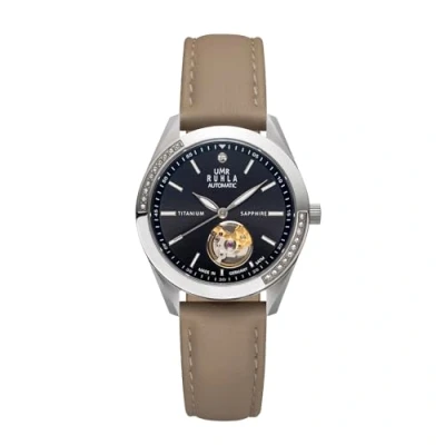 Abbildung von UMR RUHLA Armbanduhr, Damen, Automatik, Lederarmband, Titangehäuse, wasserdicht bis 5 bar, Farbe:Braun