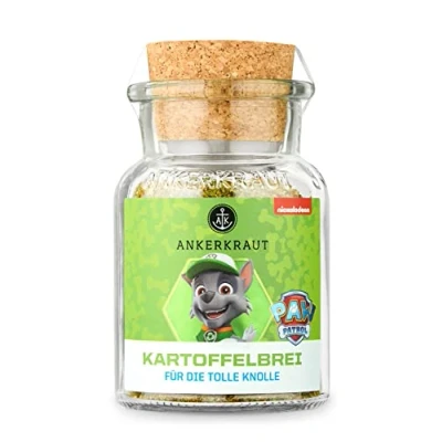 Abbildung von Ankerkraut Paw Patrol Kartoffelbrei Gewürz, 80g im Korkenglas, Figuren Rocky Edition, Kartoffel Püree zu Hause kinderleicht selber machen, Zuckerfrei, Premium Qualität