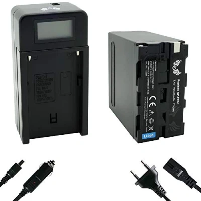 Abbildung von SK Akku Ersatz für Sony NP F990 10400mAh + Speed Charger F550 F750 F960 F970 F980 // Blitzgeräte Videoleuchten