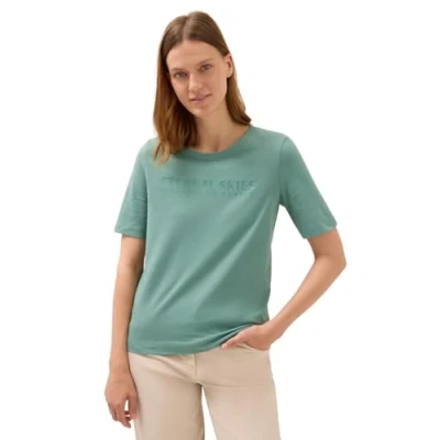Abbildung von CECIL Damen 3227616 T Shirt mit Wording Artwork, Jewel Green, Large
