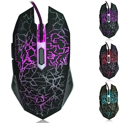 Abbildung von Dpofirs A70 Professional Wired Gaming Mouse, Universelle Optische USB Maus mit Bunt Atmendem LED Licht, Ergonomische 6 Tasten Maus, DPI 800 2000 Einstellbar, PC Maus(schwarz)