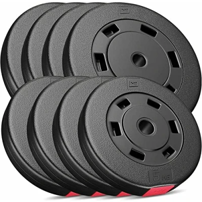 Abbildung von Hop Sport 60kg Hantelscheiben Set Kunststoff Gewichte 30/31 mm Bohrung 4x10; 4x5 kg