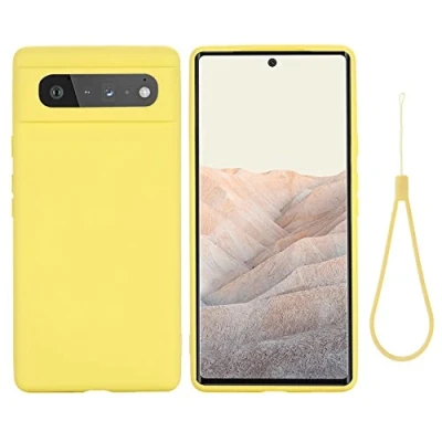 Abbildung von CoverKingz Case kompatibel mit Google Pixel 6 Silikon Handy Hülle Soft Weiche Smartphone Schutzhülle Matt Gelb