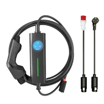 Abbildung von ReChargeU Mobile Wallbox Ladestation Typ 2 3.6kW/11kW inkl. Adapter (CEE 16A + Schuko 230V) Wandhalterung