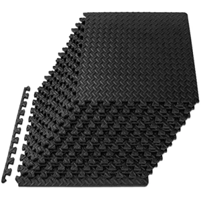 Abbildung von ProsourceFit Puzzle Exercise Mat ½ in, EVA Interlocking Foam Floor Tiles for Home Gym, Workout Equipment, Padding Kids, Black, 24 in x 48 Sq Ft 12
