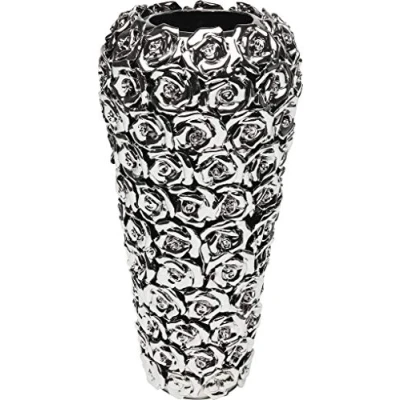 Abbildung von Kare Design Vase Rose Multi Silber, Steingut, Groß, Vintage, Dekorationsvase, Tischvase, Blumenvase fürs Wohnzimmer, Accessoire, 37x18x18 cm (H/B/T)