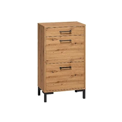Abbildung von Lomadox Schuhschrank mit 2 Klappen und 1 Schublade, Artisan Eiche Nb., B/H/T ca. 55/94/34 cm