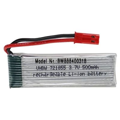 Abbildung von vhbw Akku kompatibel mit BEC Stecker für Modellbau z.B. Racing Car, Helikopter, Flugzeug (500mAh, 3,7V, Li Polymer, 57 x 17 8 mm)