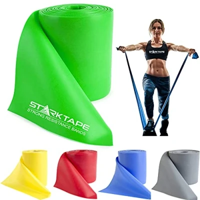 Abbildung von Starktape Resistance Bands Widerstandsbänder Latexfrei Fitnessbänder für Home Training, Physiotherapie, Pilates, Krafttraining und Rehabilitation 46 Meter Grün