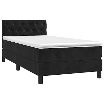 Abbildung von vidaXL Boxspringbett mit Matratze Bett Polsterbett Bettrahmen Bettgestell Lattenrost Einzelbett Hotelbett Schlafzimmerbett Schwarz 80x200cm Samt