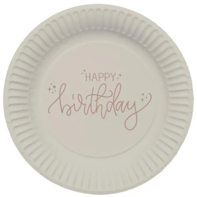 Abbildung von Folat 68702 Dekoration Rosa, Creme, Champagner Gold Teller Crème Rose 23 cm 8 Stück Eine raffinierte, Junge und lebendige Geburtstags Happy Birthday Geschirr für Frauen Mädchen