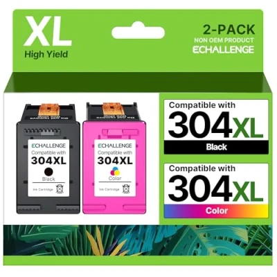 Abbildung von ECHALLENGE 304XL für HP 304 Druckerpatronen Ersatz XL Multipack Envy 5030 5032 5000 DeskJet 2600 2620 2630 3750 3760 5010 3720 5020 3762 2633 3730 3733 (1Schwarz 1Farbe,2 Pack)