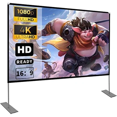 Abbildung von Projektion Leinwand mit Stand 100 Zoll HD 4K Outdoor Indoor Projector Screen Schnelles Falten Tragbare Filmleinwand 16: 9 Full Set Tasche für Heimkino, Camping und Freizeitveranstaltungen