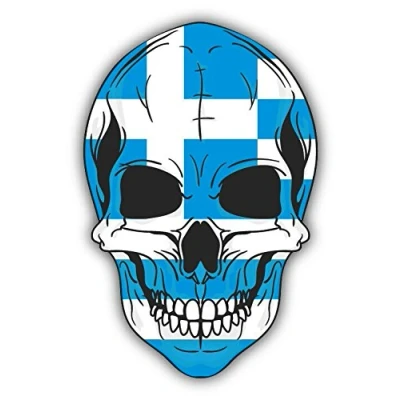 Abbildung von Skull Flag Greece Hochwertigen Auto Autoaufkleber 10 x 12 cm