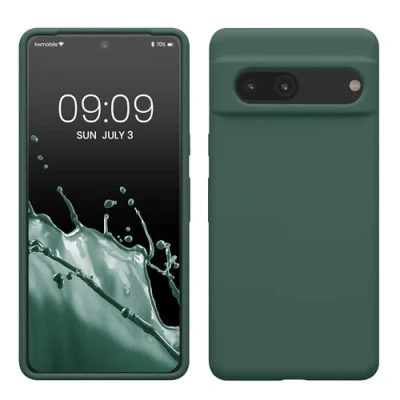 Abbildung von kwmobile Hülle kompatibel mit Google Pixel 7 Silikon Handy Case Handyhülle weiche Oberfläche kabelloses Laden Tannengrün