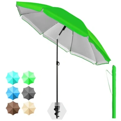 Abbildung von 4smile Sonnenschirm Strand 180 cm in Grün Höhenverstellbarer Strandschirm SunnyJoy UPF 50+ für Sonnenschutz Strand, windfest stabil mit Schutzhülle, Gartenschirm