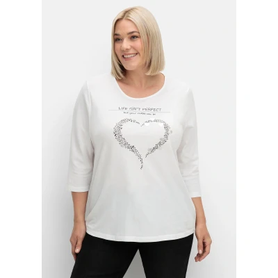 Abbildung von Sheego 3/4ARM Langarmshirt, Damen, Größe: 44, Ecru bedruckt
