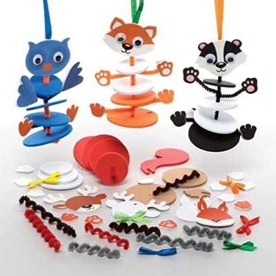 Abbildung von Baker Ross FE847 Waldtier Stapel Set 3er Pack, Bastelset aus Moosgummi für Kinder zum Zusammenbauen, Dekorieren und Ausstellen, ideal als Geschenk