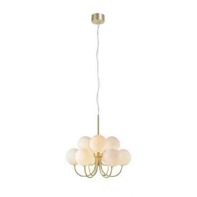 Abbildung von Hängeleuchte Bianco, 9 flammig, gold/weiß, Glas, G9
