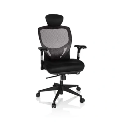 Abbildung von hjh OFFICE Profi Bürostuhl Venus Base Stoff/Netz Ergonomischer Drehstuhl, Rückenlehne verstellbar, Sitztiefenverstellung, Grau/Schwarz 657130