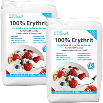 Abbildung von Erythrit Natürliche Süße zuckerfrei kalorienfreier Zuckerersatz Vegan &amp; zahnfreundlich Zucker Alternative zum Kochen Backen 2kg