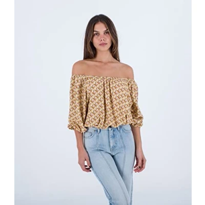Abbildung von Hurley Damen City Block Off Shoulder Top Hemd, Terrakottafarben, XS