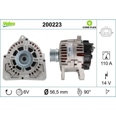 Abbildung von VALEO 200223 Lichtmaschine 14V 110A RENAULT: CLIO 3, Kangoo II Express, TWINGO 2