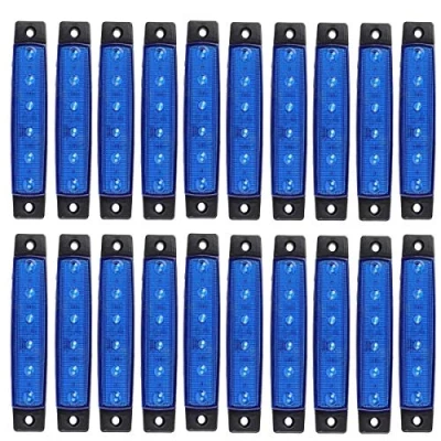 Abbildung von KYYET LED Seitenmarkierungsleuchten, 6 LEDs, 2835 SMD, für LKW, Anhänger, Wohnmobil, Pickup, Traktor, SUV, Boot, 12 V DC, stoßfest (20 Stück blau)