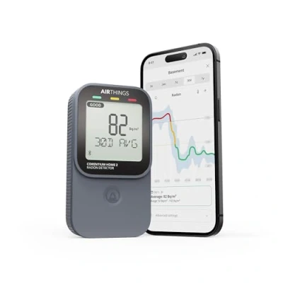 Abbildung von Airthings 325 Corentium Home 2 Smarter digitaler Radondetektor tragbar und benutzerfreundlich mit Bluetooth Konnektivität zusätzlichen Luftfeuchtigkeits Temperatursensoren