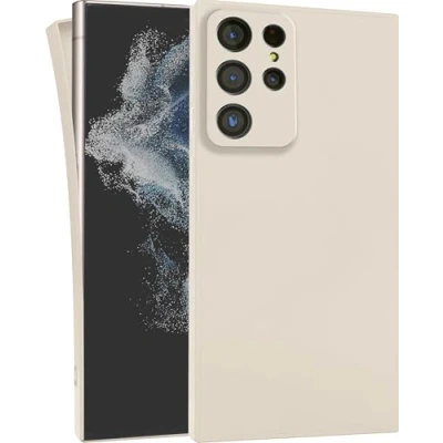 Abbildung von MyGadget Hülle für Samsung Galaxy S22 Ultra robuste Silikon Schutzhülle TPU Case Slim Silikonhülle Back Cover Kratzfest Handyhülle Matt Beige
