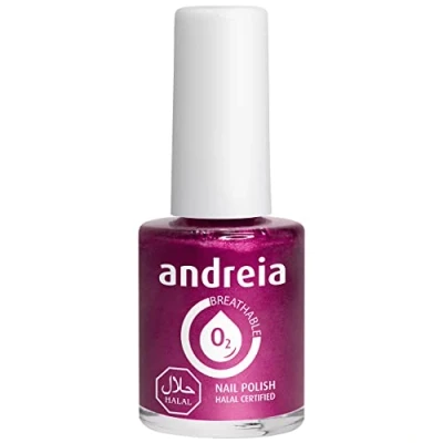 Abbildung von Andreia Nagellack Halal Atmungsaktiv Luft Wasser Durchlässig Ungiftig Farbintensiv Naturkosmetik Farbe B11 Rosa Rottöne 10.5 ml