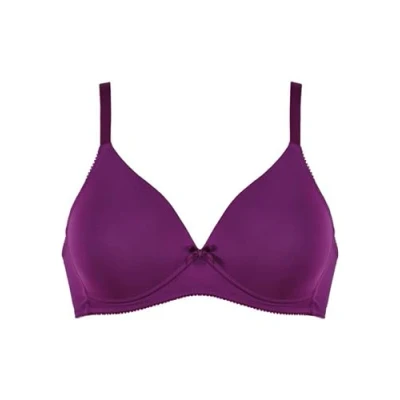 Abbildung von Naturana® Soft BH ohne Bügel mit Schale [Cup A D] Optimaler Sitz &amp; maximaler Halt Dank Schnittführung Breiten Trägern I T Shirt 75 Beetroot C
