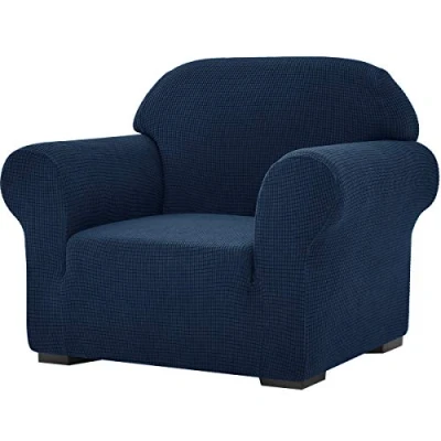 Abbildung von SU SUBRTEX Verdickter Stretch Sofabezug, 1 Stück, Schonbezug für Wohnzimmer, weiche Möbelschoner Kinder/Hunde, waschbar, Couchhussen (Stuhl, Marineblau)