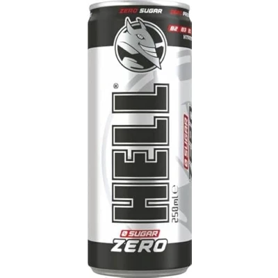 Abbildung von HELL Energy Drink Zero zuckerfrei 24 x 250 ml Dosen Multipack 32 mg/100 Koffein enthält Vitamine B2 B3 B5 B6 B12 Konservierungsstofffrei vegan reduziert Müdigkeit und steigert die
