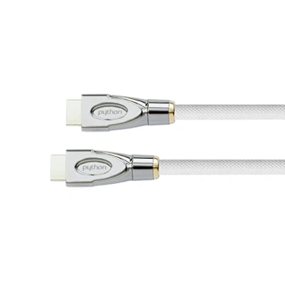 Abbildung von PYTHON Series PREMIUM AKTIVES High Speed HDMI Anschlusskabel mit Ethernet REDMERE CHIPSATZ 4K2K / UHD @ 60 Hz 2.0 KUPFERLEITER, 3D, 3 fach geschirmt, Nylongeflecht WEISS 10 m