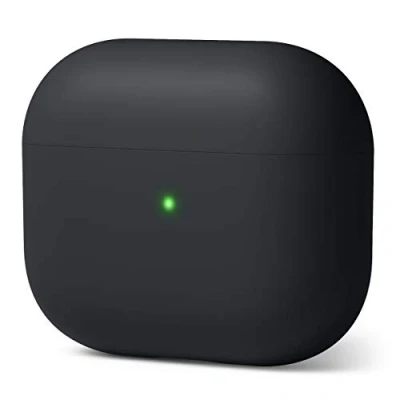 Abbildung von elago Liquid Hybrid Hülle Kompatibel mit AirPods 3 Case Cover Dreischichtiger Strukturschutz, Voller Schutz, LED Sichtbar, Hochwertiges Silikon Schutzhülle (Schwarz)