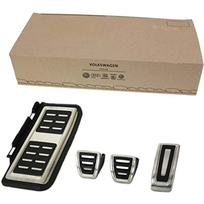 Abbildung von Original Pedalkappen VW Audi Seat Skoda Golf 7 5G GTI Pedale A3 8V Ateca Fußstütze Octavia 5E Leon 5F Sportpedale Edelstahl Kappen